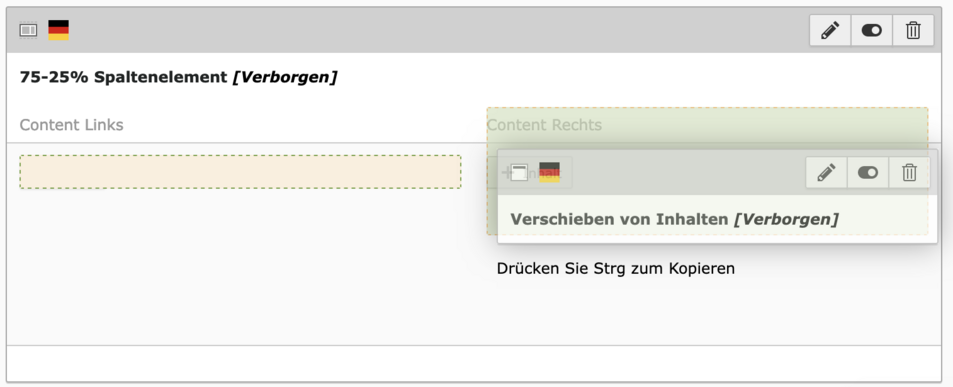Schritt 3: Verschieben eines Elements per Drag & Drop im Typo3-Backend